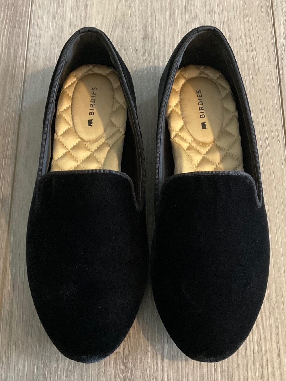 BIRDIES The Starling Black Velvet Flats Size 6.5